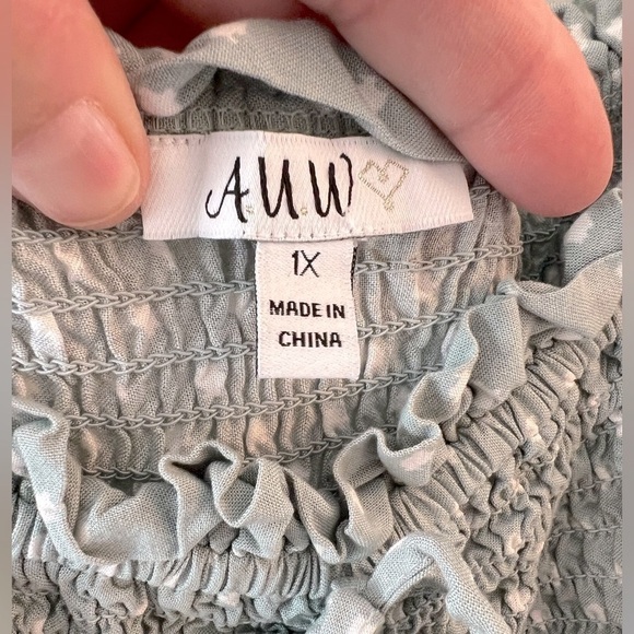 AUW Summer Mini Dress with ruching, puffy sleeves size 1X - Picture 3 of 5